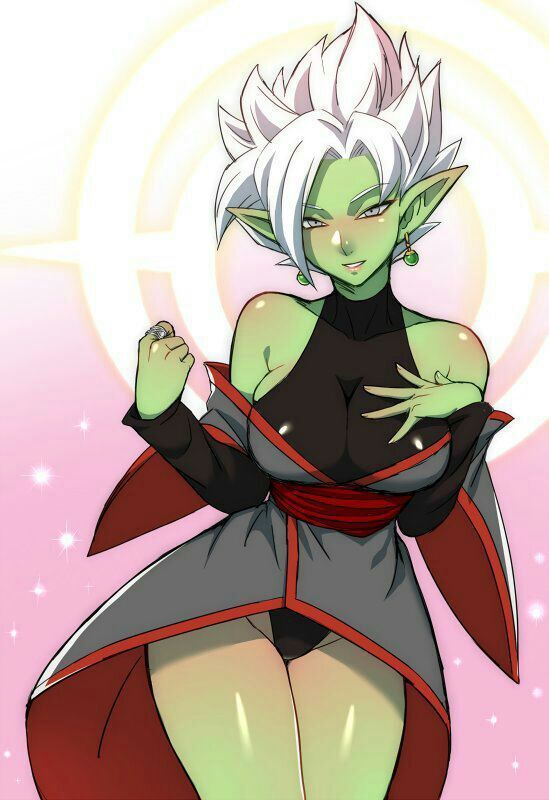 1girls bodysuit breasts busty cleavage core_person dragon_ball dragon_ball_super female female_zamasu goddess green_skin pointy_ears potara_earrings rule_63 spiky_hair super_saiyan super_saiyan_rose time_ring voluptuous white_hair zamasu