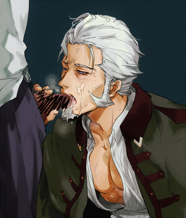 blowjob blue_eyes capcom censored changyexs dai_gyakuten_saiban gay gyakuten_saiban hart_vortex heavy_breathing male_focus male_only open_shirt oral the_great_ace_attorney white_hair yaoi