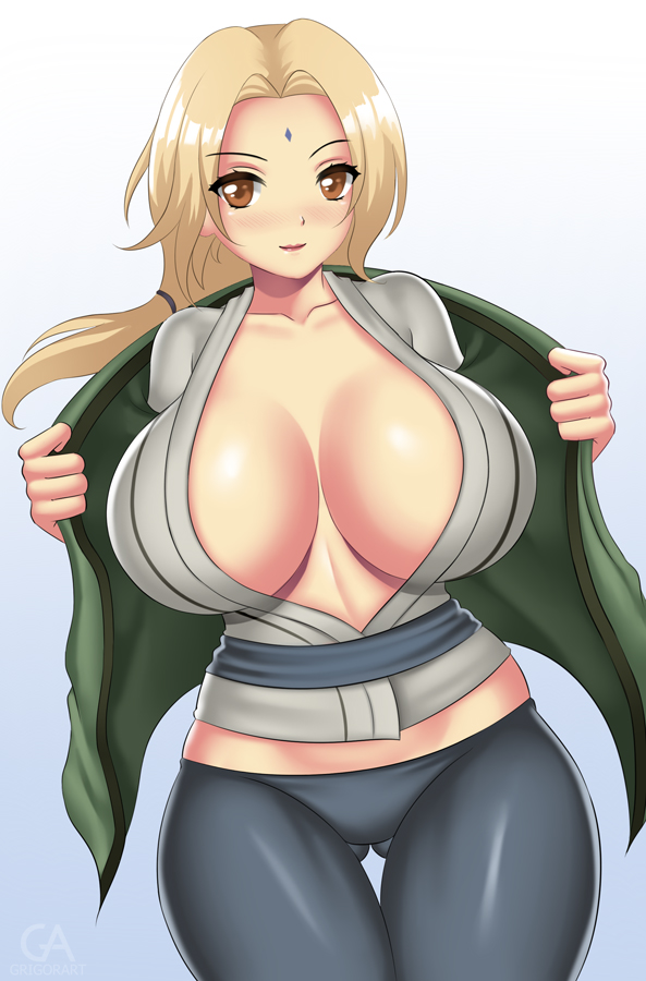 big breasts, blonde hair, breasts, female, female focus, female only, grigorart, mature female, naruto, naruto (series), solo, solo female, solo focus, tsunade