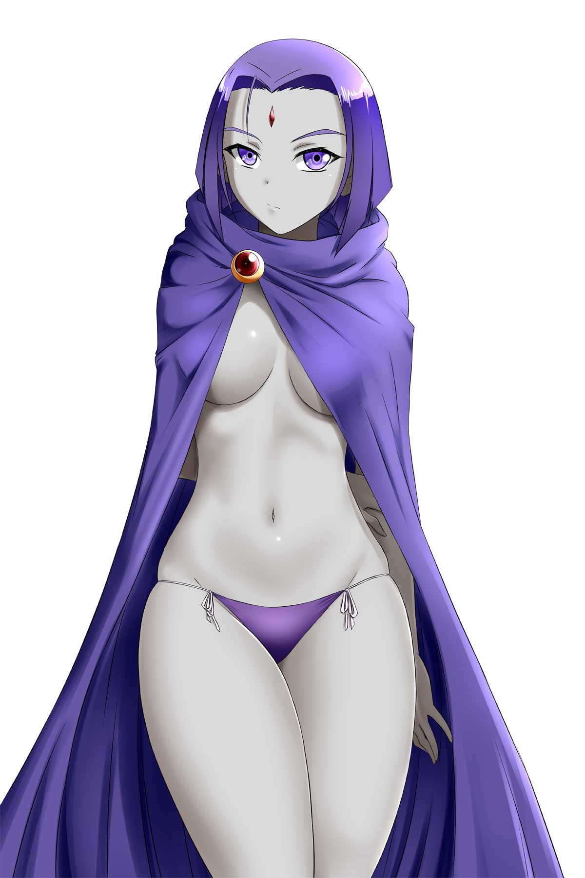 1girls, breasts, cleavage, dc, dc comics, female, female only, kimmy77, looking at viewer, rachel roth, raven (dc), solo, straight hair, teen titans, white background