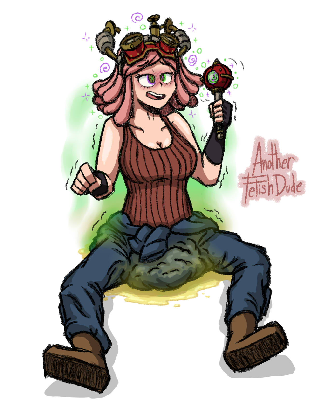 abdl, adult baby, anotherfetishdude, diaper, female, hypnosis, hypnotic eyes, manga, mei hatsume, messy, messy panties, mind control, my hero academia, peeing, scat, soiling, stupid, wetting