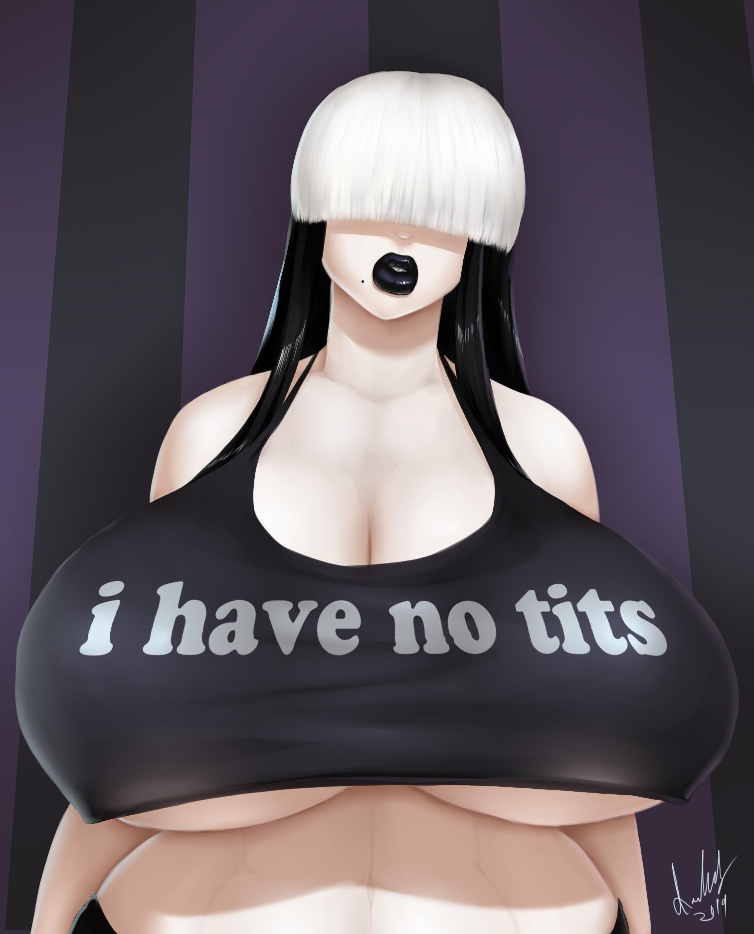 1girls big_breasts black_lipstick breasts cleavage female female_only gothmom hair_over_eyes huge_breasts large_breasts marauder6272 meme original solo