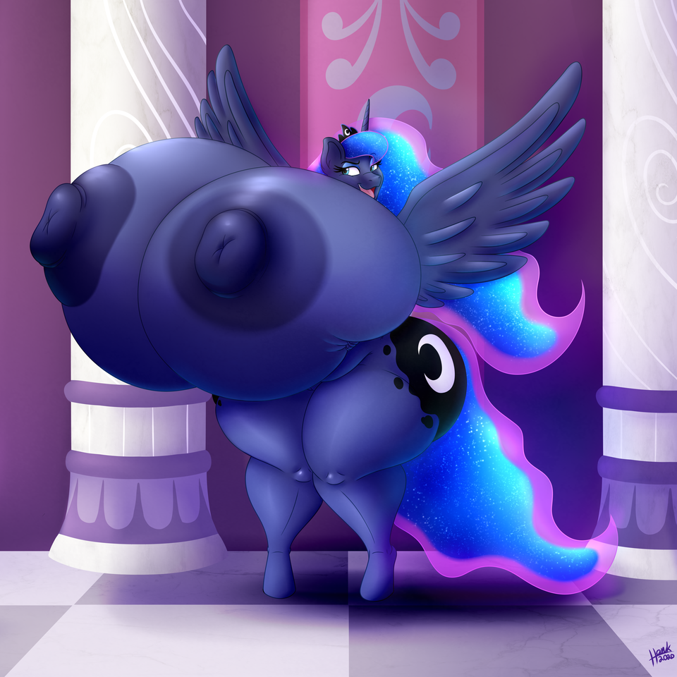 09hankris 2020 alicorn anthro areola big_breasts blue_areola blue_eyes blue_eyeshadow blue_hair blue_nipples blue_skin breasts crown cutie_mark digital_media_(artwork) equid equine eyeshadow feathered_wings female friendship_is_magic hasbro hi_res hooves horn huge_breasts hyper hyper_breasts makeup mammal my_little_pony nipples nude princess_luna_(mlp) signature solo tail wide_hips wings