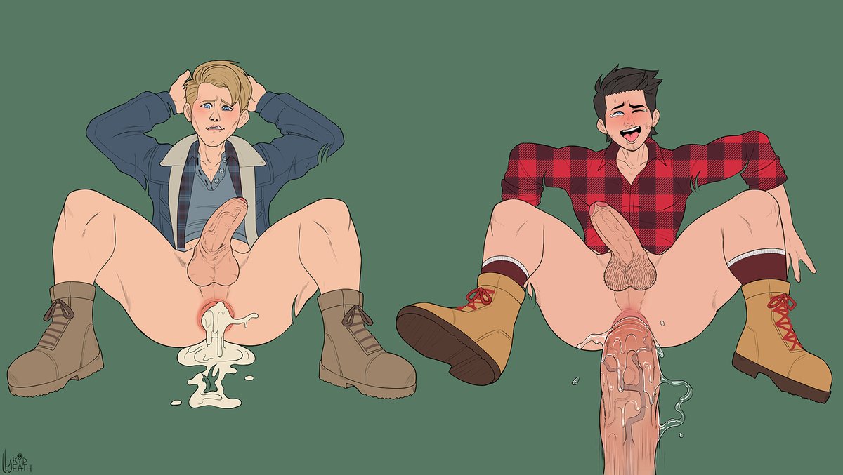 3boys, anal, anal sex, ass, balls, boner, cum, cum inside, erection, foreskin, friday the 13th, friday the 13th: the game, gay, gay domination, hairy balls, jason voorhees, kenny riedell, kiddeathx (artist), legs up, male, male only, penis, penis size difference, plaid, plaid shirt, tommy jarvis, uncircumcised, yaoi