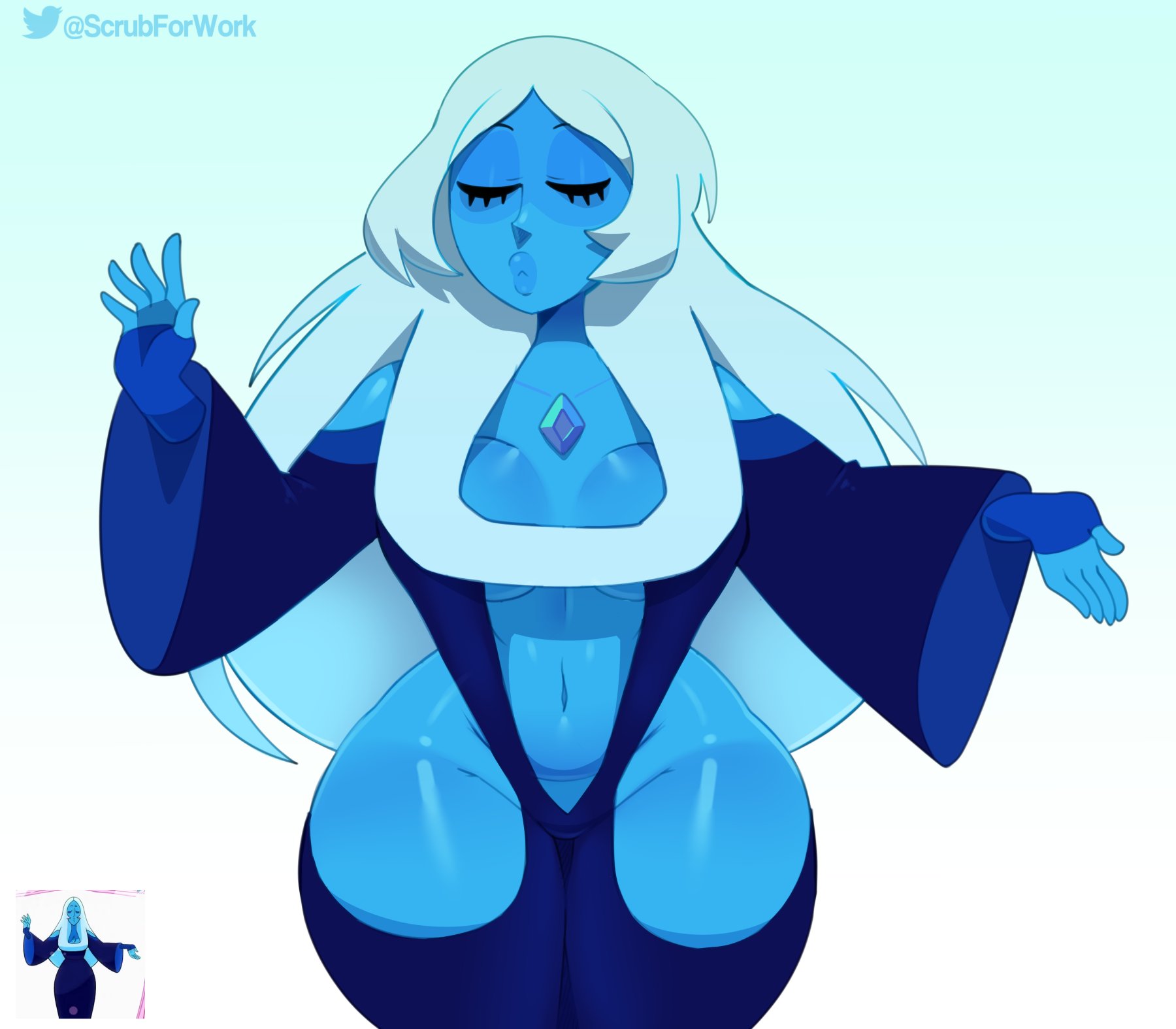 1girls, big breasts, blue diamond (steven universe), breasts, cartoon network, cleavage, female, female only, large breasts, solo, somescrub, steven universe, thick thighs, voluptuous, wide hips