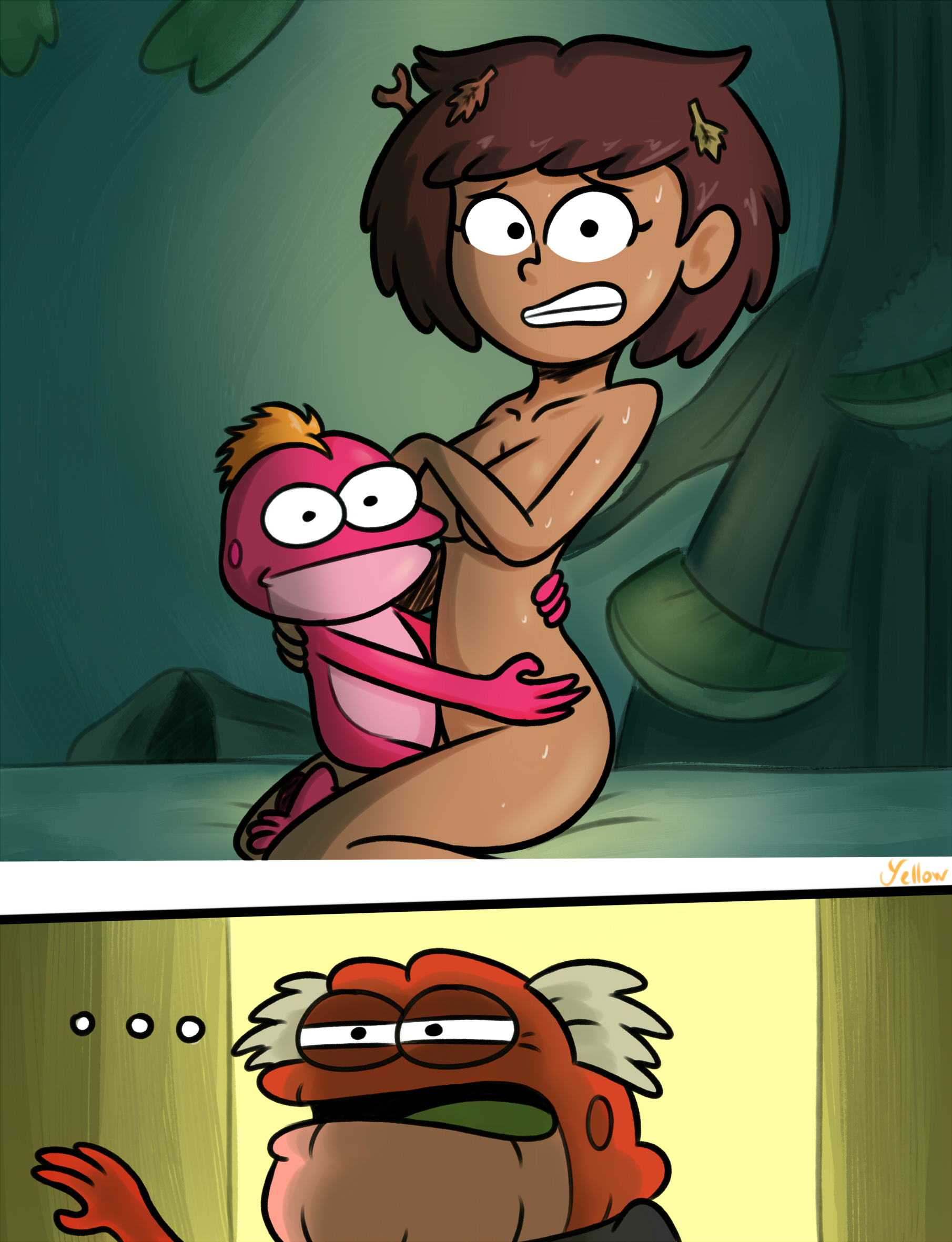 1boy, 1girls, 2020, 2020s, 2d, age difference, amphibia, amphibian, anne boonchuy, anthro, artist name, awkward, comic, completely nude, disney, disney channel, female, hop pop plantar, human, interspecies, leaves, leaves in hair, male, male/female, nude, nude female, older female, older female and younger male, pussy, sex, sprig plantar, straight, straight hair, sweat, teenage female, teenager, thai, thai female, vaginal penetration, walk-in, yellowsalamander, young, younger male, younger penetrating older