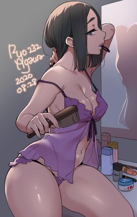 1girls, ass, big ass, breasts, casual nudity, cleavage, female, female only, looking at viewer, panties, ryo agawa, see-through clothing, solo, thick thighs