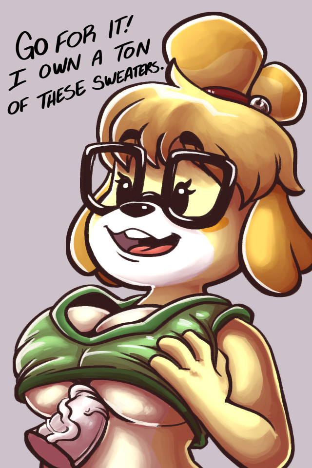 2018 2:3 4_fingers animal_crossing anthro breasts buckteeth canid canine canis cleavage clothed clothing countdarkhugs crop_top dialogue disembodied_penis domestic_dog duo english_text eyewear female female_focus fingers genitals glasses isabelle_(animal_crossing) male male/female mammal nintendo open_mouth open_smile paizuri penis pince-nez sex shih_tzu shirt smile solo_focus teeth text titjob topwear toy_dog under_boob vein veiny_penis video_games