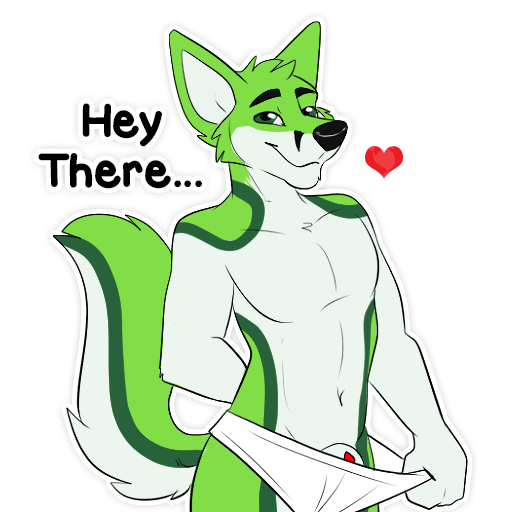 1:1 1boy alpha_channel anthro black_body black_fur black_nose canid canine clothing digital_media_(artwork) fidget_the_fox fox fur genitals green_body green_eyes green_fur heart kwik_(artist) looking_at_viewer male male_only mammal navel penis red_heart simple_background smile smiling_at_viewer solo sticker telegram telegram_stickers text underwear white_body white_fur white_outline white_underwear