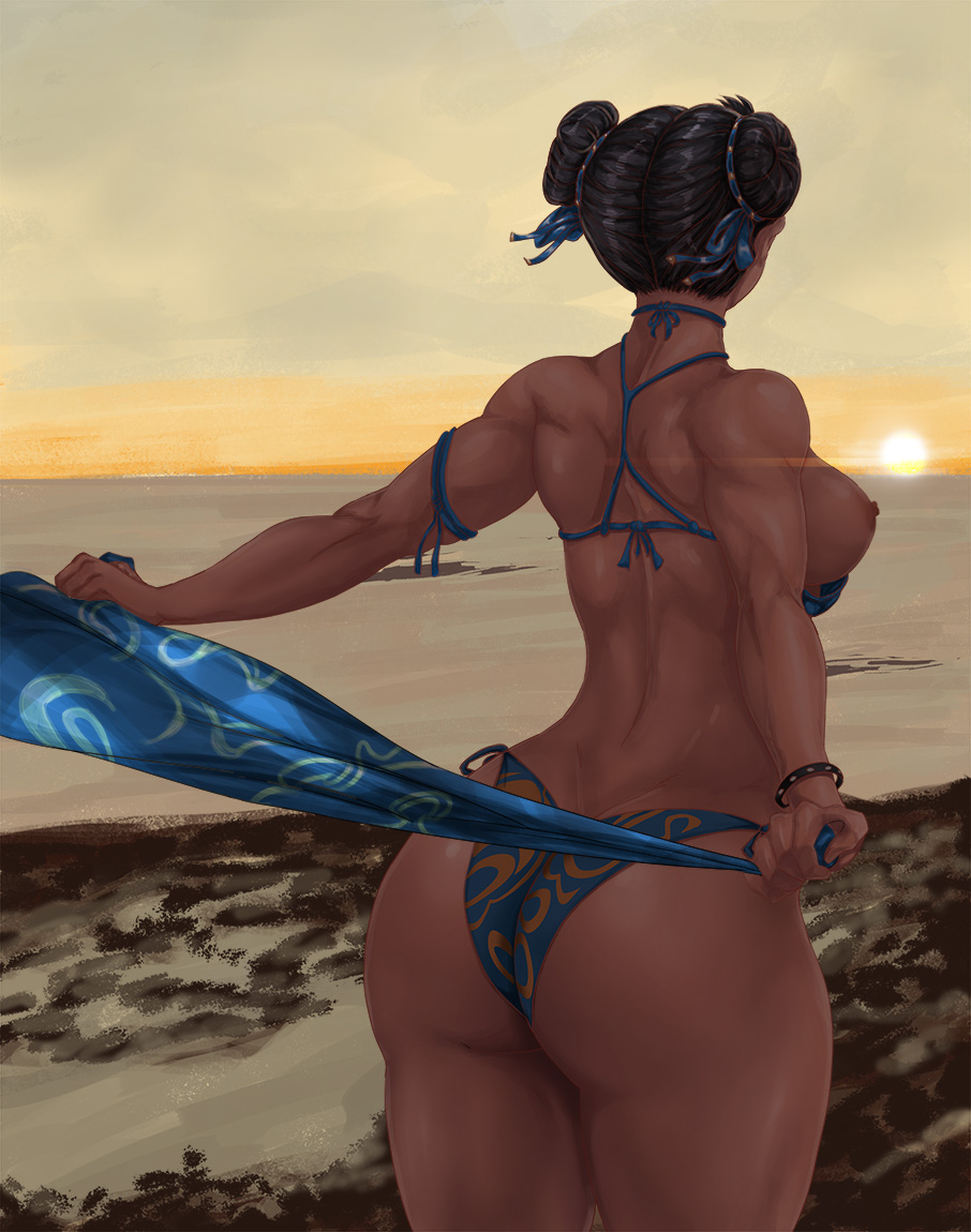 1girls, areolae, ass, big ass, big breasts, breasts, chun-li, female, female only, large breasts, nipples, solo, street fighter, thelorope, thick thighs, wide hips