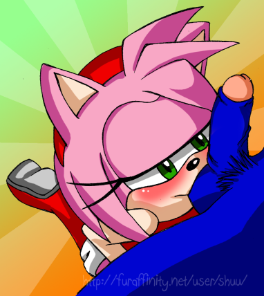 amy_rose anthro blush cfnm clothed_female_nude_male color fellatio female fur furry furry_only green_eyes hedgehog male nude penis short_hair shuu sonic_(series) sonic_the_hedgehog straight uncensored