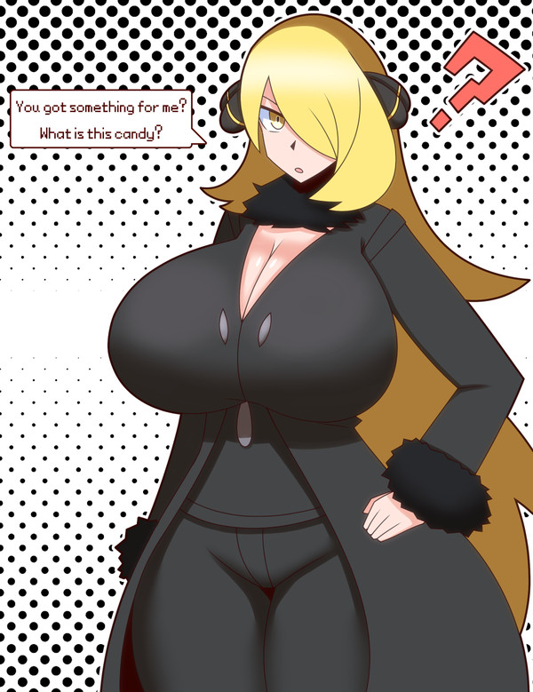 big breasts, blonde hair, breast expansion, breast growth, breast growth (enlargement), breasts, curvy, cynthia (pokemon), duskyer, female, huge breasts, large breasts, long hair, pokemon, pokemon dppt, question, text, thick, thick thighs, thin, thin waist, wide hips