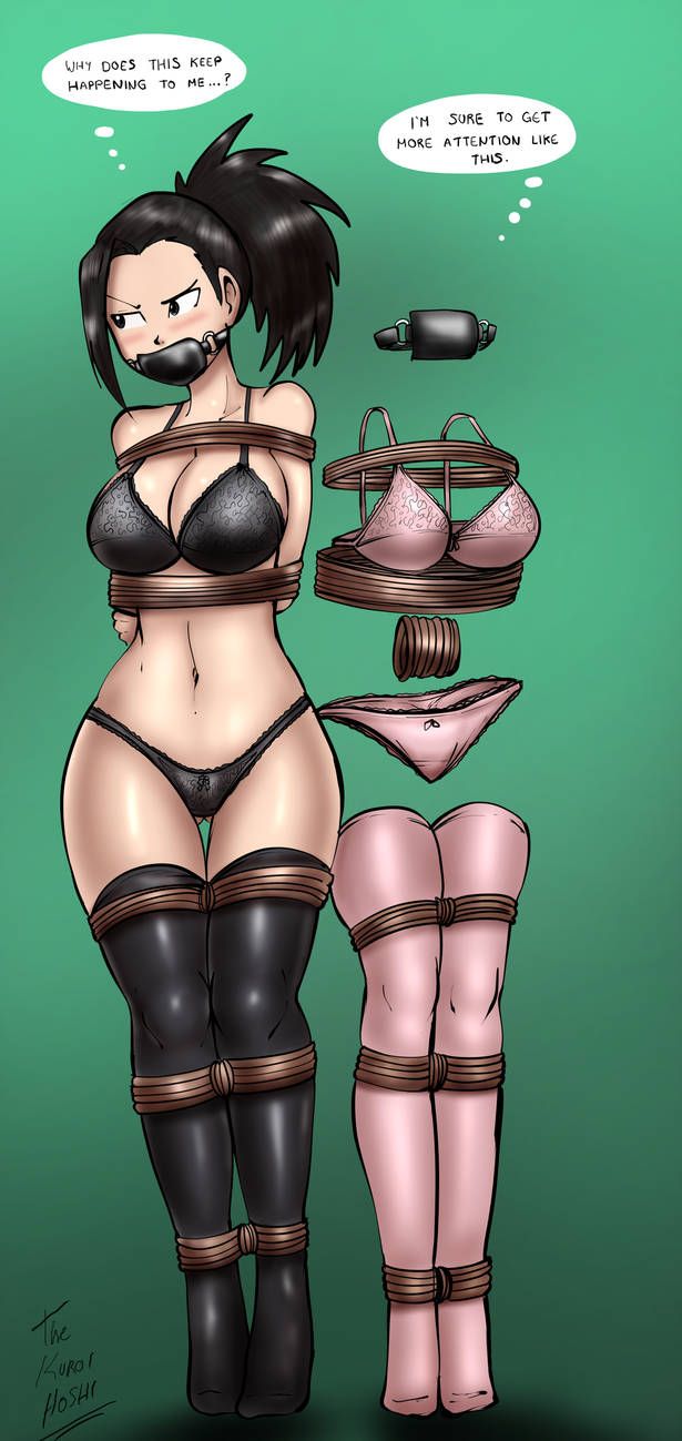 arms behind back, ass to ass, ass visible through thighs, big breasts, black socks, bondage, bra, breasts, dakuroihoshi, drawing, female, female only, femsub, fenrilhuayra, gag, gagged, hagakure tooru (invisible), invisible, invisible girl, lingerie, momo yaoyorozu, multiple females, multiple girls, multiple subs, my hero academia, panel gag, panties, pink socks, ponytail, rope, socks, stockings, thigh socks, thighhighs, tied up, tooru hagakure, tooru hagakure (invisible), underwear