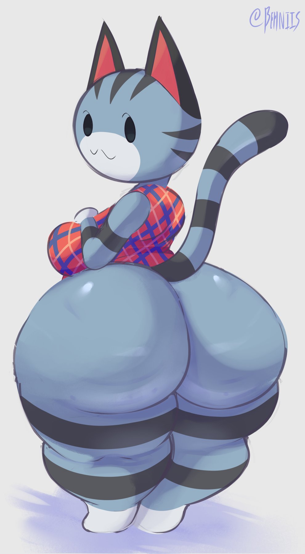 1girls animal_crossing animal_genitalia anthro ass behniis big_ass blue_fur bottom_heavy breasts cat_ears cat_tail fat_ass feline female furry huge_ass huge_thighs lolly_(animal_crossing) looking_at_viewer looking_back massive_ass nintendo thick_ass thick_thighs two_tone_fur wide_hips