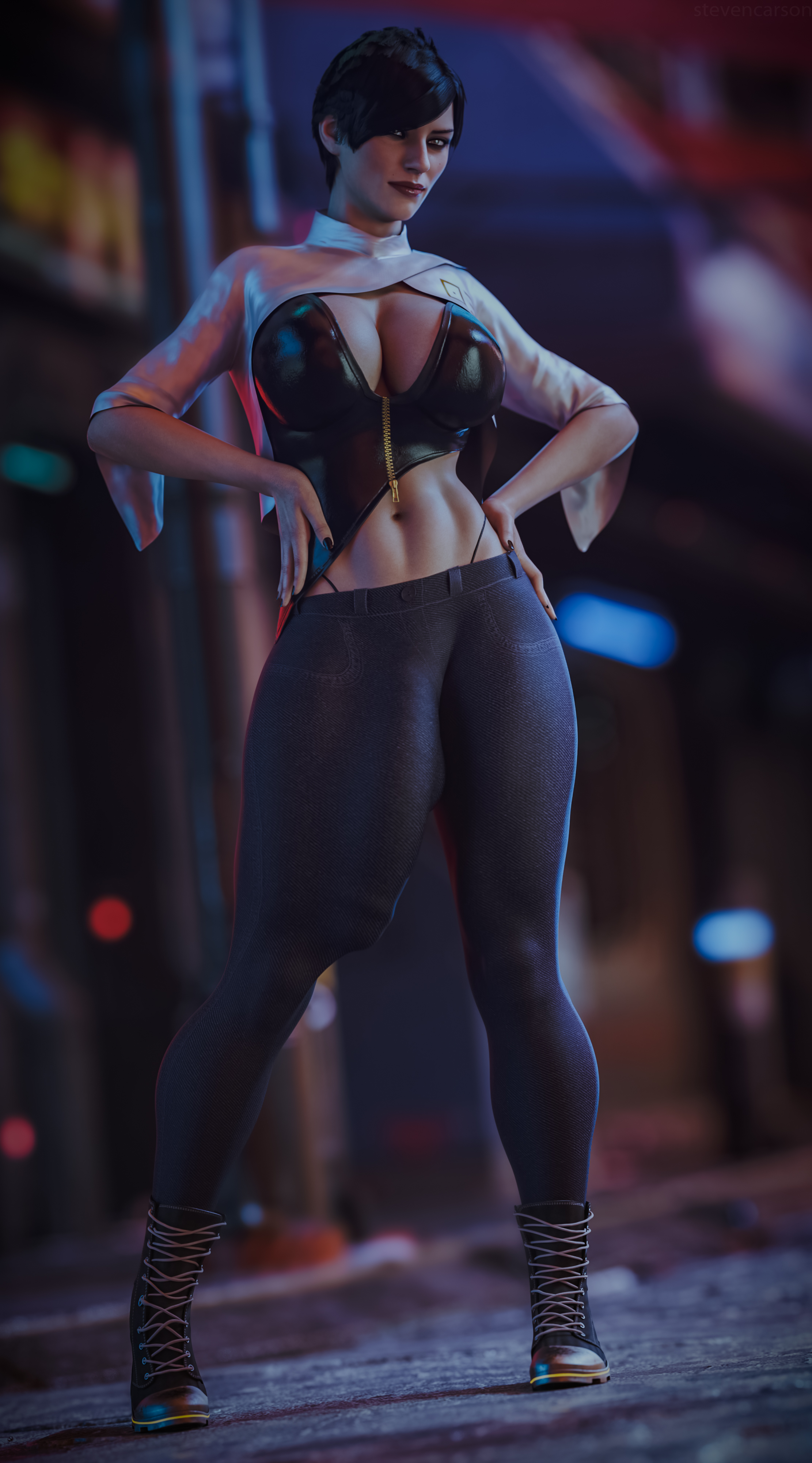 1futa, 3d, balls, balls bulge, balls under clothes, breasts, cameltail, casual boner, cd projekt red, cleavage, curvy, flaccid, fringilla vigo, futa only, futanari, hand on hip, huge breasts, huge cock, hyper, hyper penis, intersex, large balls, penis, penis bulge, penis under clothes, realistic, skin tight, solo, solo futa, spread legs, standing, stevencarson, the witcher (series), the witcher 3: wild hunt, tight clothing, wide hips