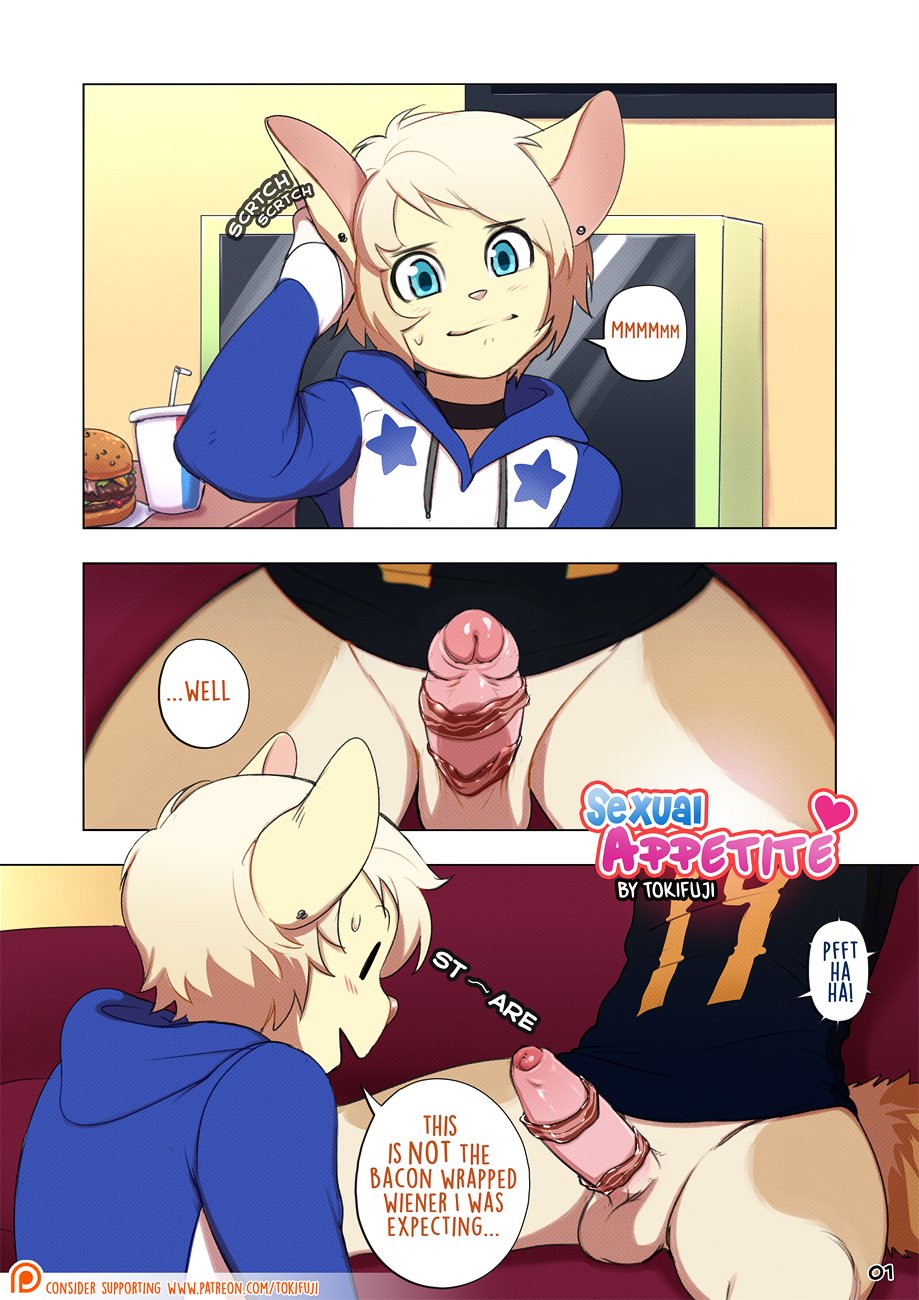 2boys, anthro, comic, furry, gay, male, page 1, page number, tokifuji, trap, yaoi
