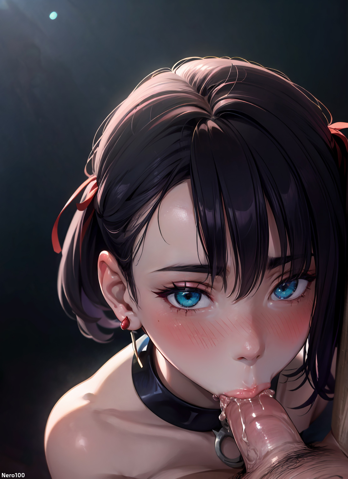 1boy, 1girls, 2d, adult and teenager, adult on young, age difference, ai generated, artist name, athletic, athletic female, black hair, blowjob, blowjob face, blue eyes, blush, breasts, choker, curvy, curvy figure, cute, dark hair, deep blowjob, deepthroat, detailed, eye contact, eyelashes, eyeshadow, female, fit, fit female, fringe, goth, hair ornament, hair ribbon, hands-free, high quality, human, kneeling, light skin, light-skinned female, lips, lipstick, looking at viewer, looking up, male, marnie (pokemon), medium breasts, medium hair, nai diffusion, nero100, nintendo, nipples, nude, older on younger, oral, oral penetration, pale skin, pale-skinned female, petite, pokemon, pokemon (game), pokemon ss, pov, saliva, seductive, seductive eyes, seductive look, short hair, skinny, slim, sloppy, sloppy blowjob, small breasts, solo, stable diffusion, tagme, teenage female, teenager, thin, thin arms, thin female, thin waist, twintails, uncensored, vacuum fellatio, young