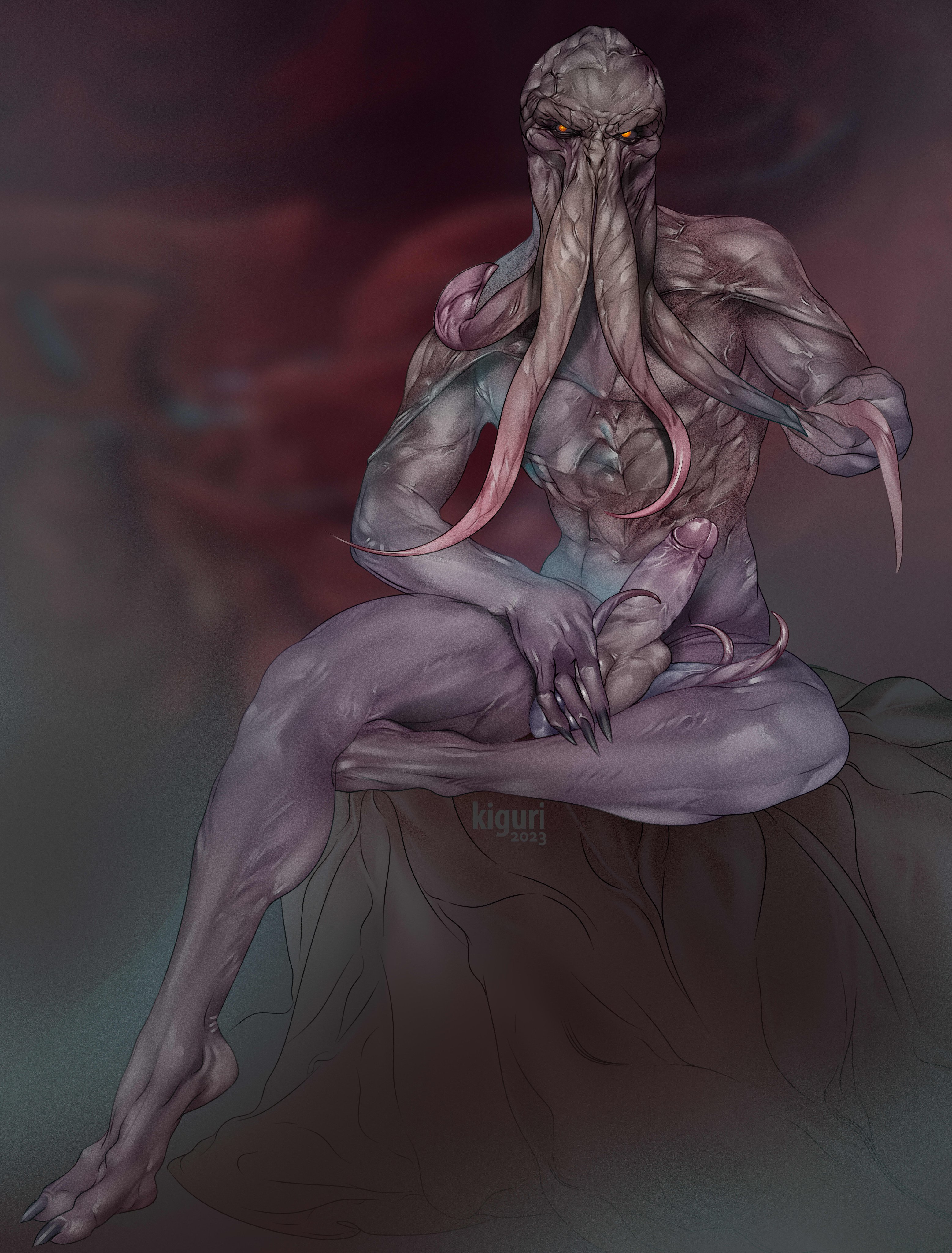 baldur's gate 3, dungeons and dragons, forgotten realms, illithid, male, male only, mind flayer, monster, monster cock, nude, nude male, penis, solo, solo male, tentacle, tentacle monster, tentacle on male