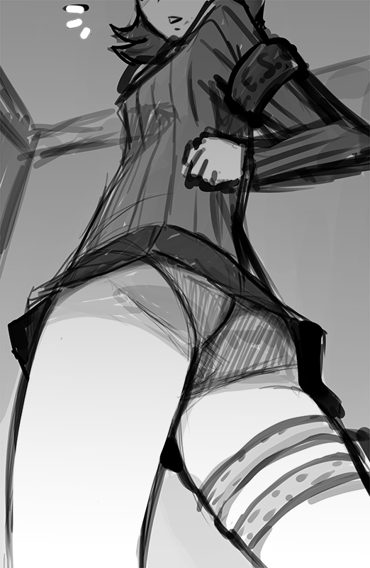 ass ass_focus black_and_white female greyscale monochrome mosbles persona persona_3 selfie yukari_takeba