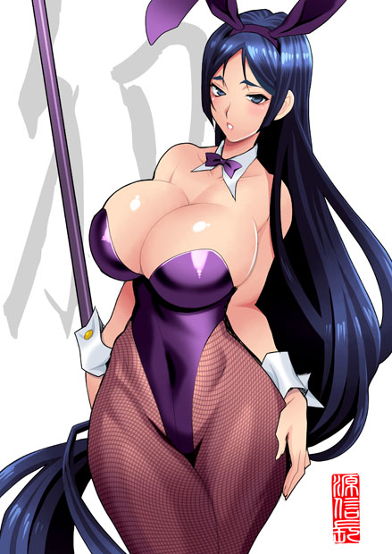 big breasts, breasts, bunny ears, bunny girl, bunnysuit, clothed female, fate (series), fate/grand order, female, female focus, female only, long hair, minamoto no raikou (fate/grand order), solo, solo female, solo focus