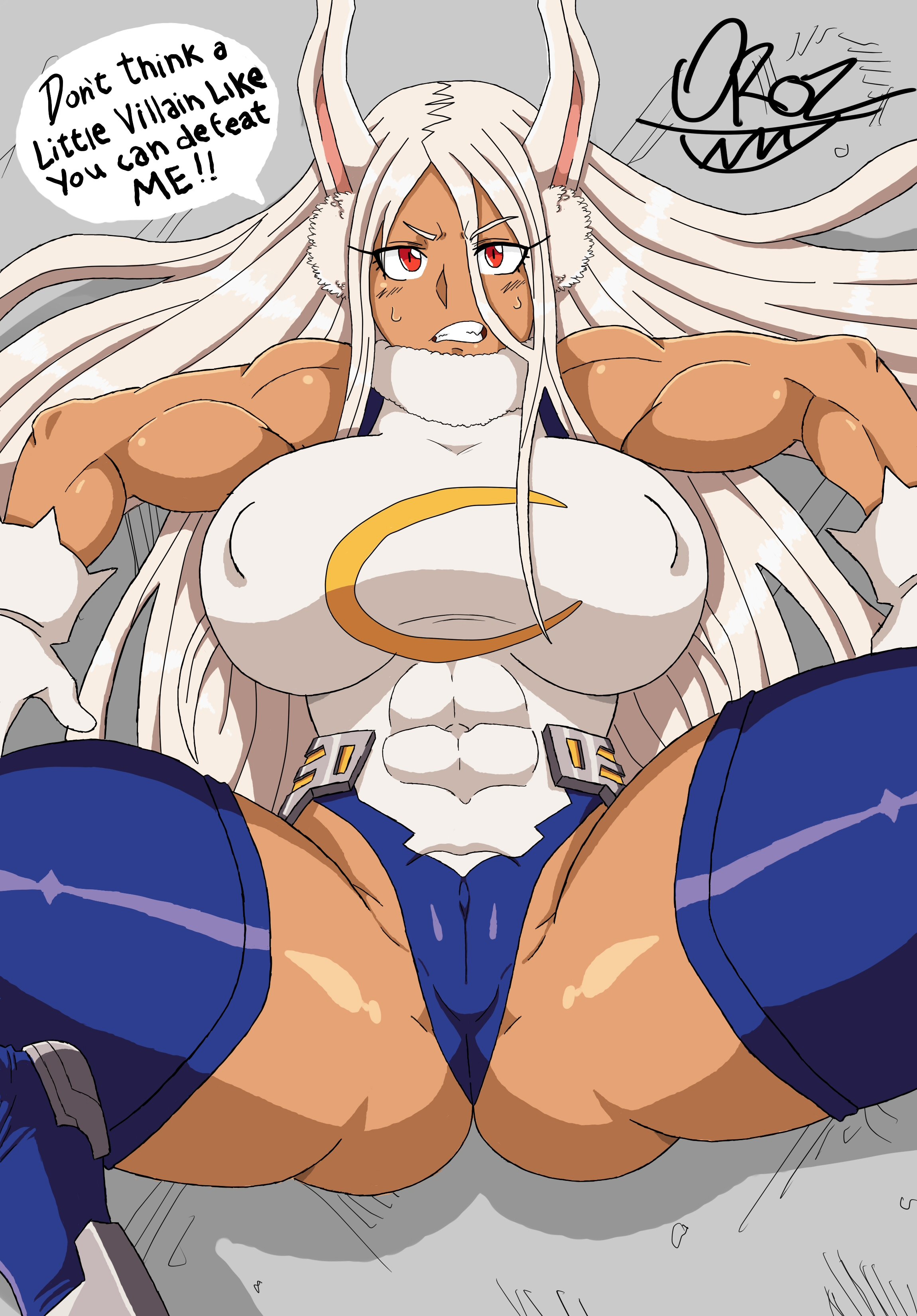 1girls, ass, big ass, big breasts, breasts, english text, female, female only, huge ass, miruko, my hero academia, oroz-kun, rumi usagiyama, text, voluptuous