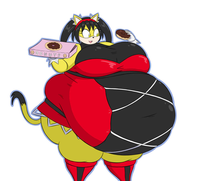 1girls anthro bbw black_hair cat dress fat_belly female female_only food fully_clothed honey_the_cat long_hair mizz-britt mobian_(species) mobian_cat overweight sonic_(series) sonic_the_fighters sonic_the_hedgehog_(series) ssbbw twintails yellow_eyes