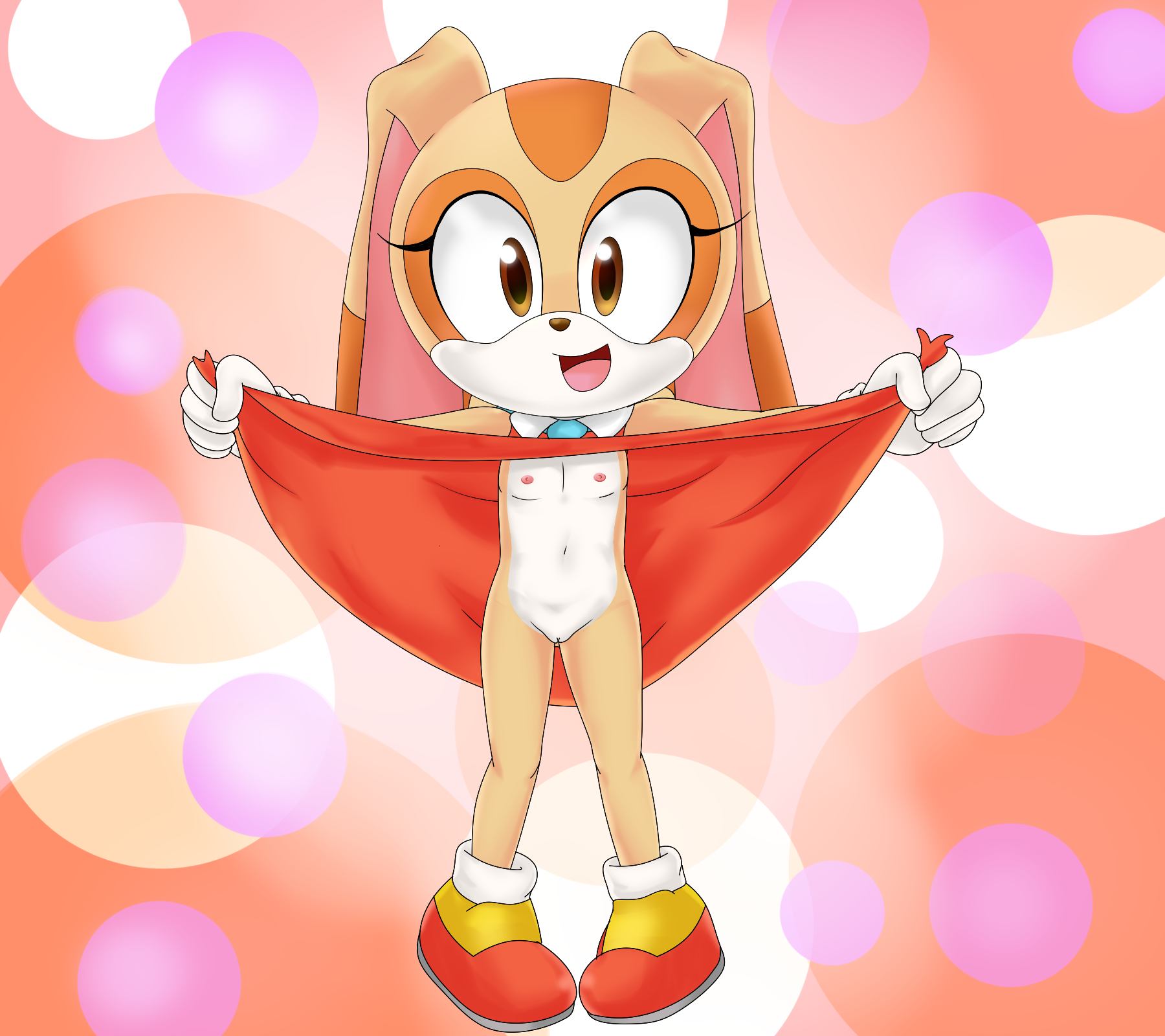 10s, 1girls, 2018, animal ears, anthro, anthro female, anthro only, anthro solo, bare legs, bare shoulders, brown eyes, brown nose, bunny, bunny girl, cleft of venus, clothes lift, cream the rabbit, cub, dress, dress lift, eyelashes, female, female cub, female only, flashing, flat chest, full body, fur, furry, furry female, furry only, genitals, gloves, hi res, lagomorph, lifted by self, long ears, looking at viewer, mammal, mobian (species), navel, nipples, no bra, no panties, nude, open mouth, pussy, rabbit, rabbit ears, rabbit girl, rabbit humanoid, sega, shoes, simple background, small breasts, smile, socks, solo, solo anthro, solo female, sonic (series), sonic team, sonic the hedgehog (series), standing, stomach, takaneru, tan fur, uncensored, url, video games, white gloves, white socks, young, young anthro, young female