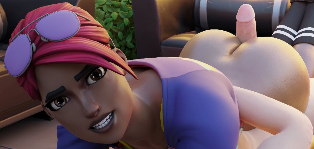 3d ass beach_bomber big_ass bottomless brite_bomber creamynsfw female fortnite fortnite:_battle_royale looking_at_viewer shirt sunglasses sunglasses_on_head thigh_highs thigh_job thighjob