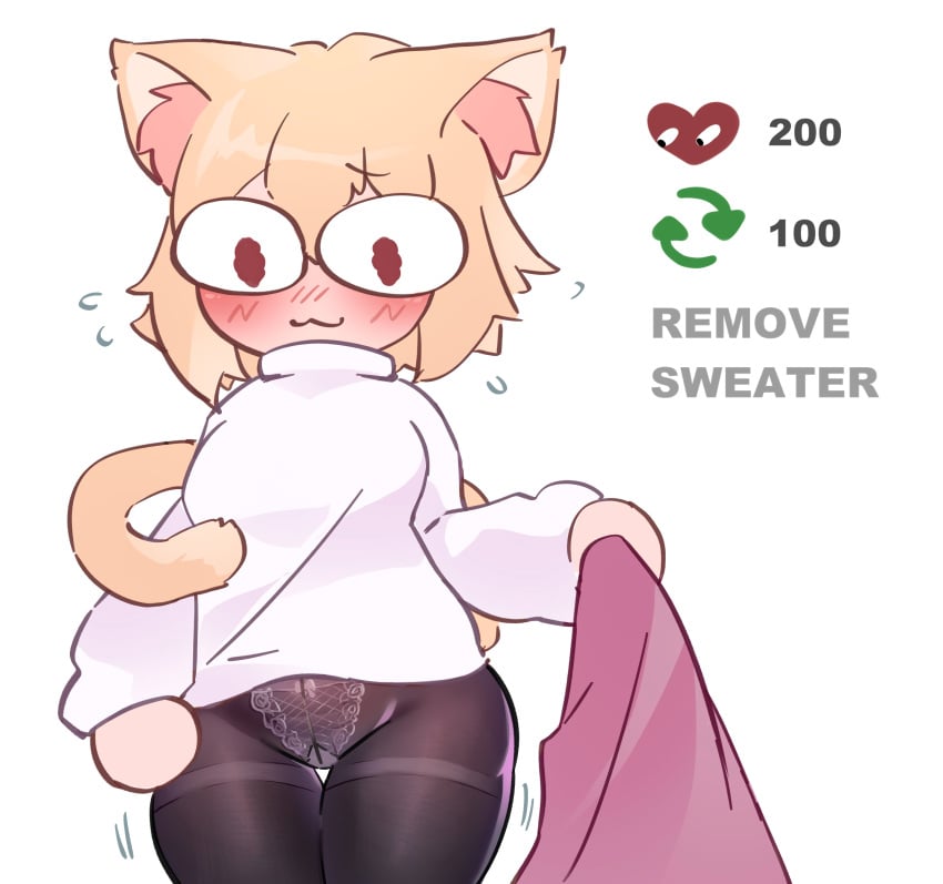 1girls 2d anthro big_ass big_t black_clothing black_tights cat_ears cat_girl cat_humanoid cat_tail catgirl eyes_popping_out feline female female_only heart lefantis like like_and_retweet like_icon meme neco-arc nervous nude nude_female pink_skirt removing_clothing removing_pants removing_skirt retweet retweet_(meme) retweet_challenge retweet_icon see-through see-through_clothing see_through see_through_clothing solo tail_wrapped_around_body tsukihime turtleneck type-mon white_clothing white_shirt white_turtleneck