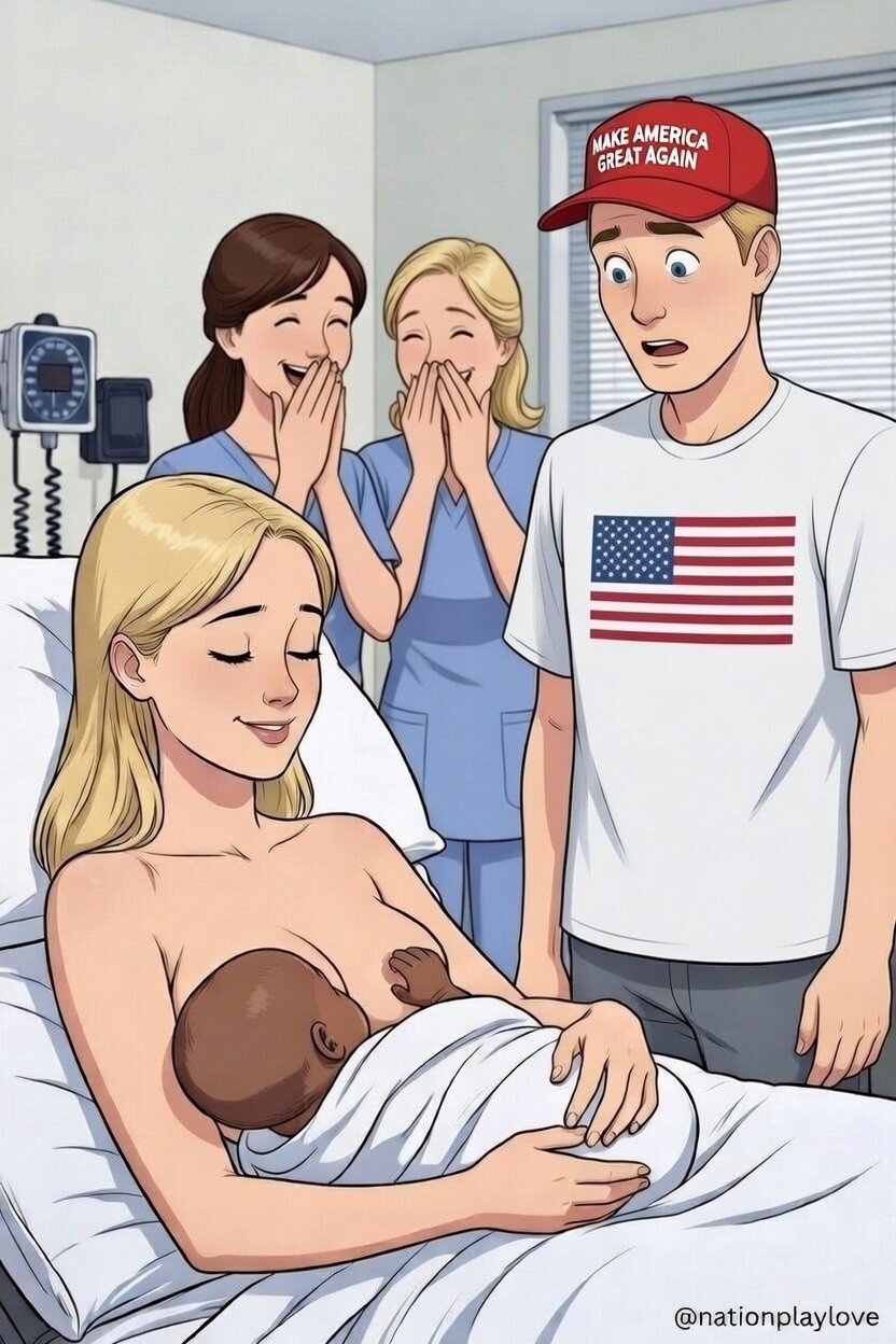 ai generated, couple, cuckold, dark-skinned male, light-skinned female, maga, nationplaylove, pale skinned female