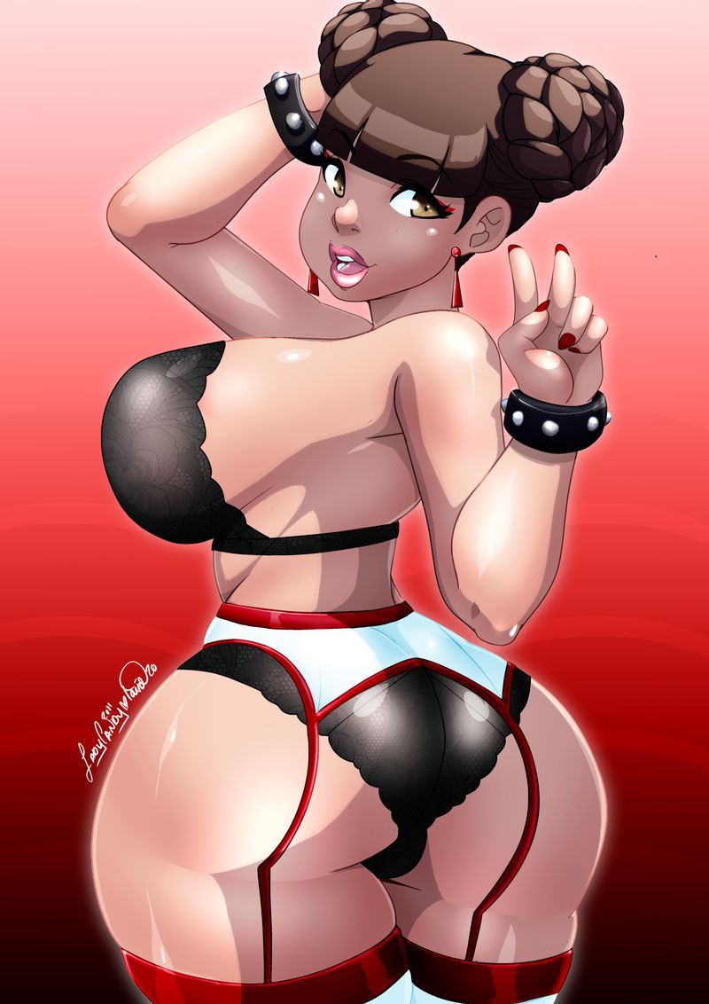 1girls, ass, back view, big ass, big breasts, boruto: naruto next generations, bra, bracelet, breasts, brown eyes, brown hair, double bun, earrings, eyeshadow, female, female only, jewelry, ladycandy2011, lingerie, lipstick, makeup, nail polish, naruto, naruto (series), panties, peace sign, tenten, thick thighs, tied hair, underwear, v, wide hips