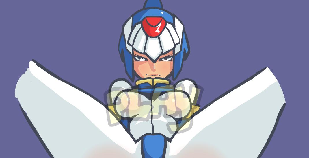 1girls breasts fairy_leviathan female helmet mega_man mega_man_zero on_back solo spread_legs sub_tank thong