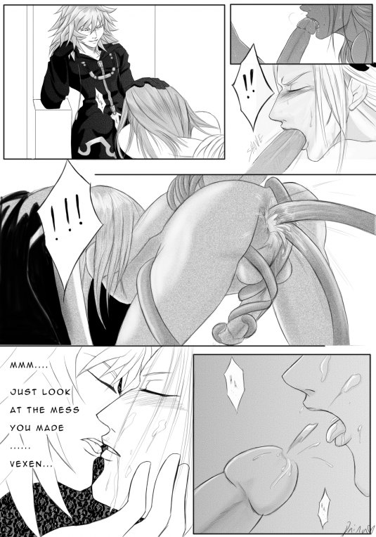 comic disney kingdom_hearts male_only marluxia monochrome penis square_enix tagme testicles vexen