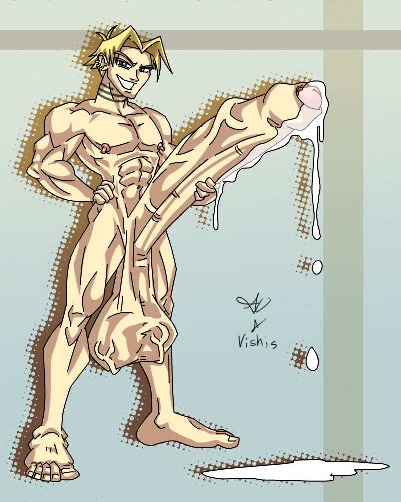 1boy bara barefoot cliff_fittir cum human hyper_penis male male_only muscle nude penis solo source_request star_ocean star_ocean_till_the_end_of_time testicles vishis