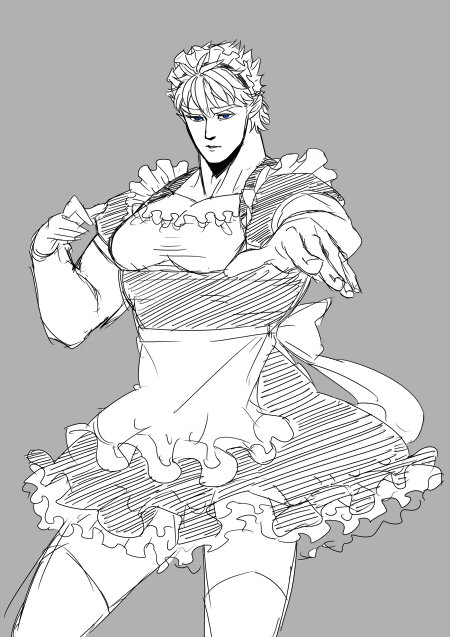 1boy crossdressing hokuto_no_ken kenshiro maid maid_uniform male male_maid male_only tagme