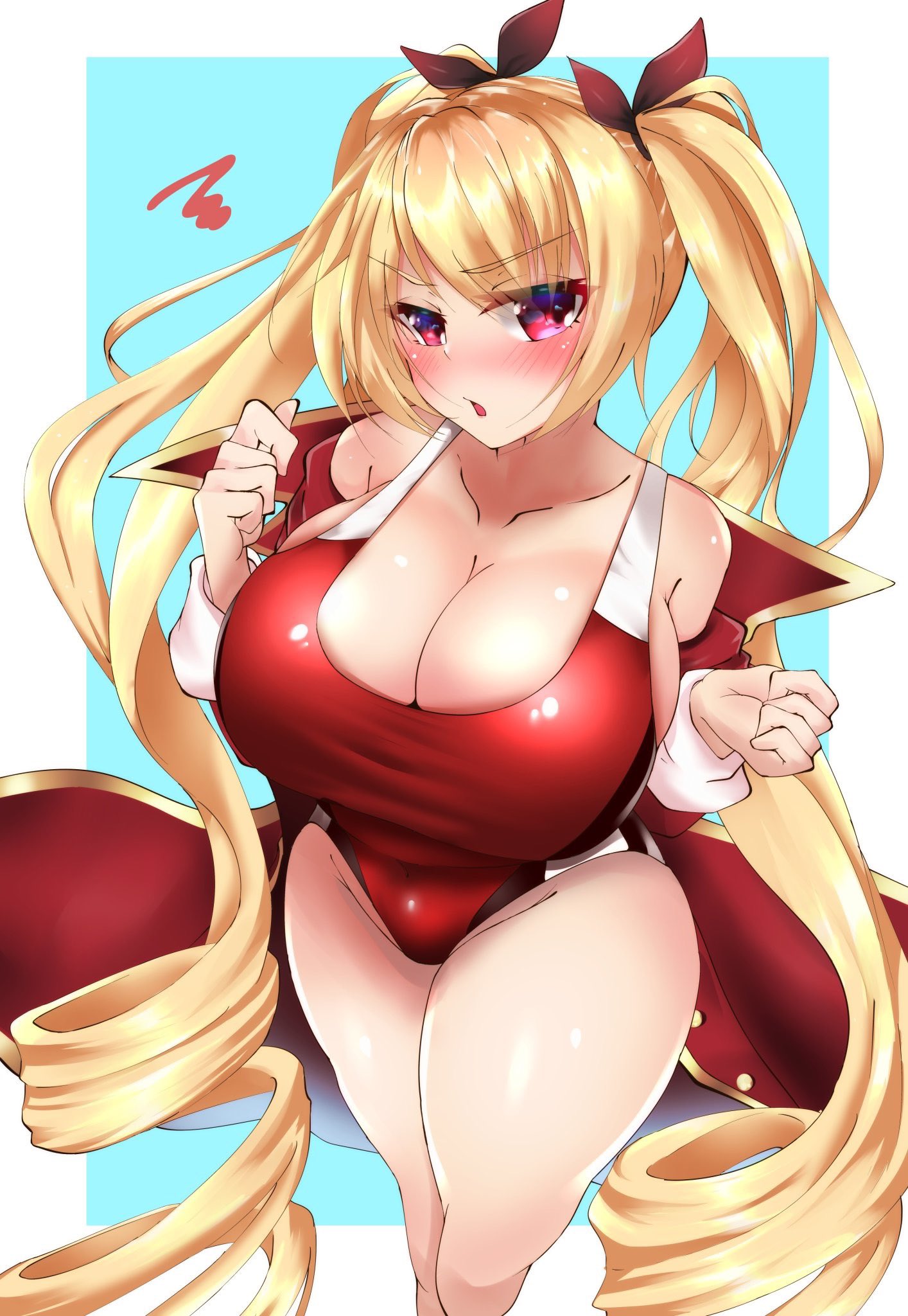 azur lane, balut (7676i), big breasts, breasts, clothed female, drill hair, female, female focus, female only, long hair, nelson (azur lane), solo, solo female, solo focus