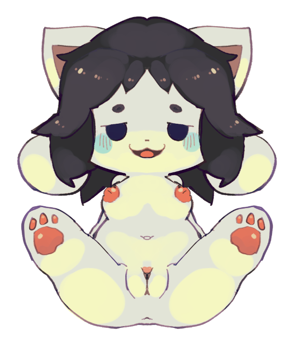 :3 anthro anus blush breasts clitoris female fur furry furry_only genitals inverted_nipples mammal nipples nude pawpads paws pussy solo star-rod tem temmie_(undertale) undertale undertale_(series) video_games