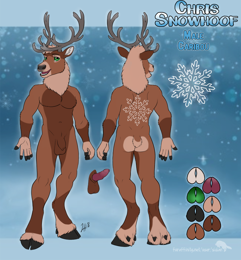 1male anthro antlers ass balls brown_fur cervid cervine deer fluffy fluffy_tail fur genitals green_eyes linsey_huish male male_only model_sheet multicolored_fur open_mouth open_smile penis sidian smile solo tail teeth tongue