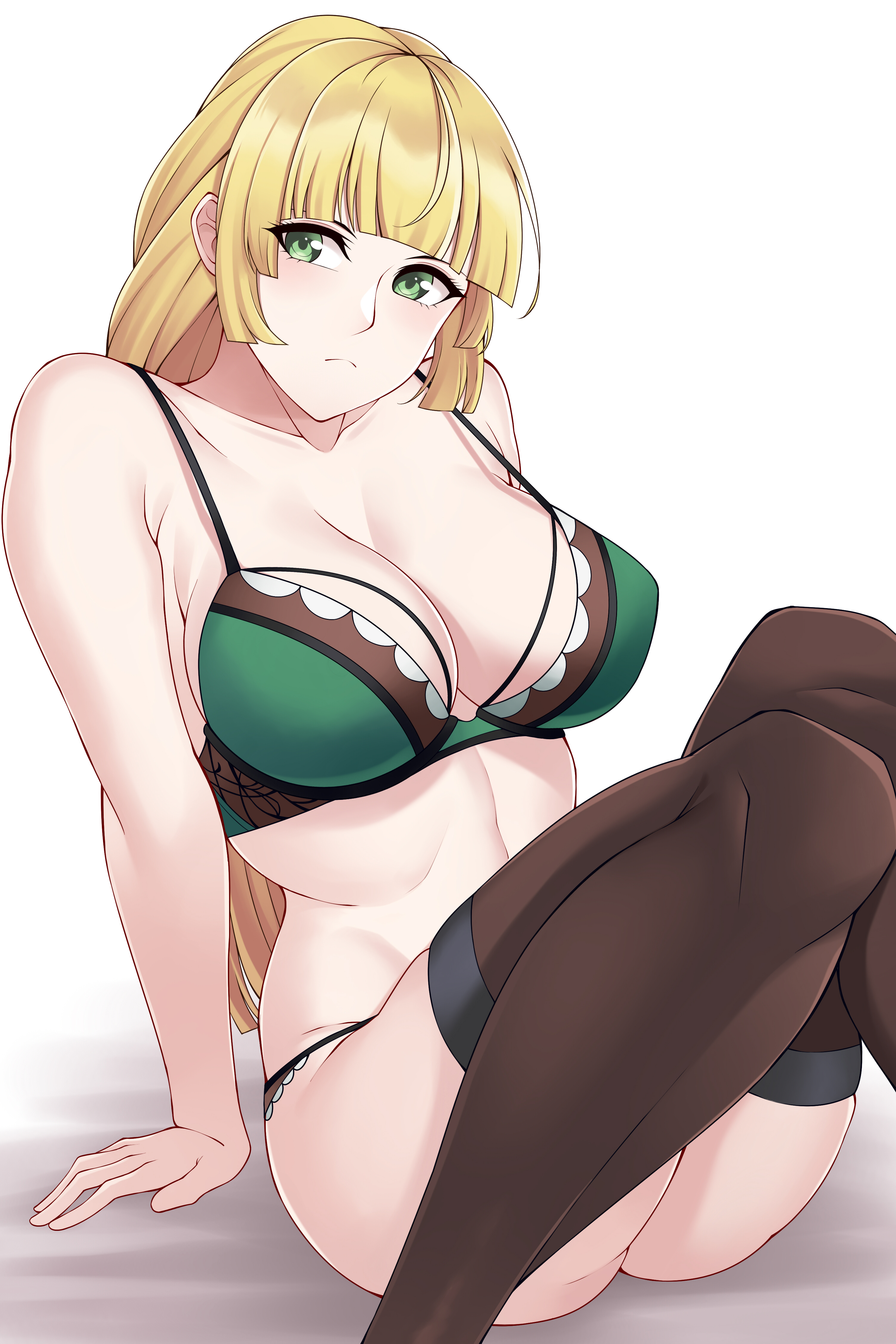1girls, alternate breast size, aslindsamure, blonde hair, breasts, female, female focus, female only, fire emblem, fire emblem: three houses, green eyes, ingrid brandl galatea, large breasts, lingerie, long hair, nintendo, solo