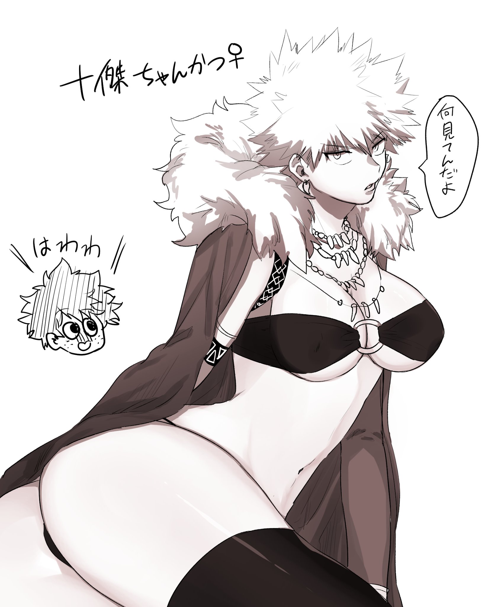 1girls, artist request, breasts, female, female bakugou, freckles, genderswap, genderswap (mtf), izuku midoriya, katsuki bakugou, my hero academia, rule 63, spiky hair