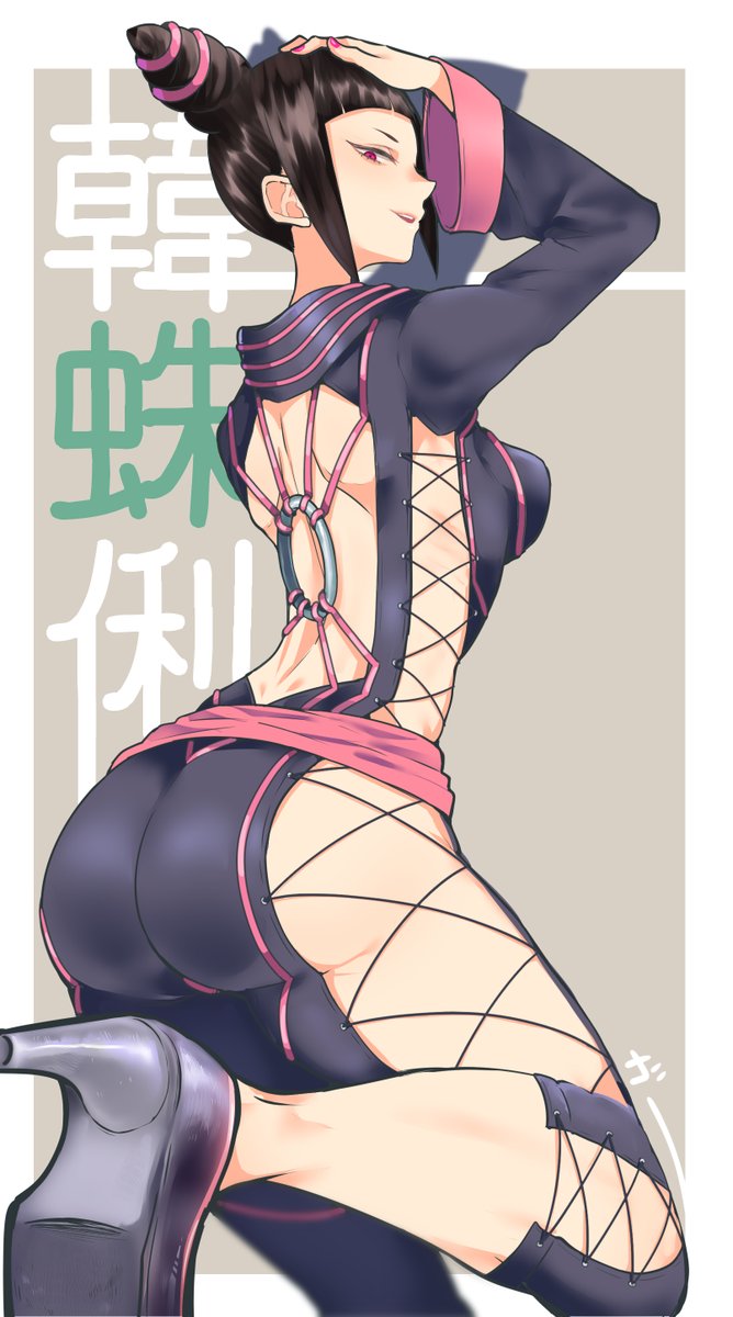big breasts, black hair, breasts, clothed female, female, female focus, female only, gar (artist), juri han, long hair, solo, street fighter, video games