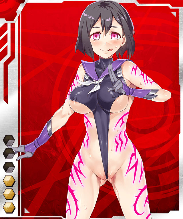 00s breasts card_(hr) card_(medium) card_(red-hr) cleft_of_venus female female_focus large_breasts mizuryuu_kei ninja official_art osamu_rina short_hair solo taimanin_(series) taimanin_asagi taimanin_asagi_battle_arena taimanin_asagi_battle_arena_all_card_gallery taimanin_asagi_kessen_arena tattoo