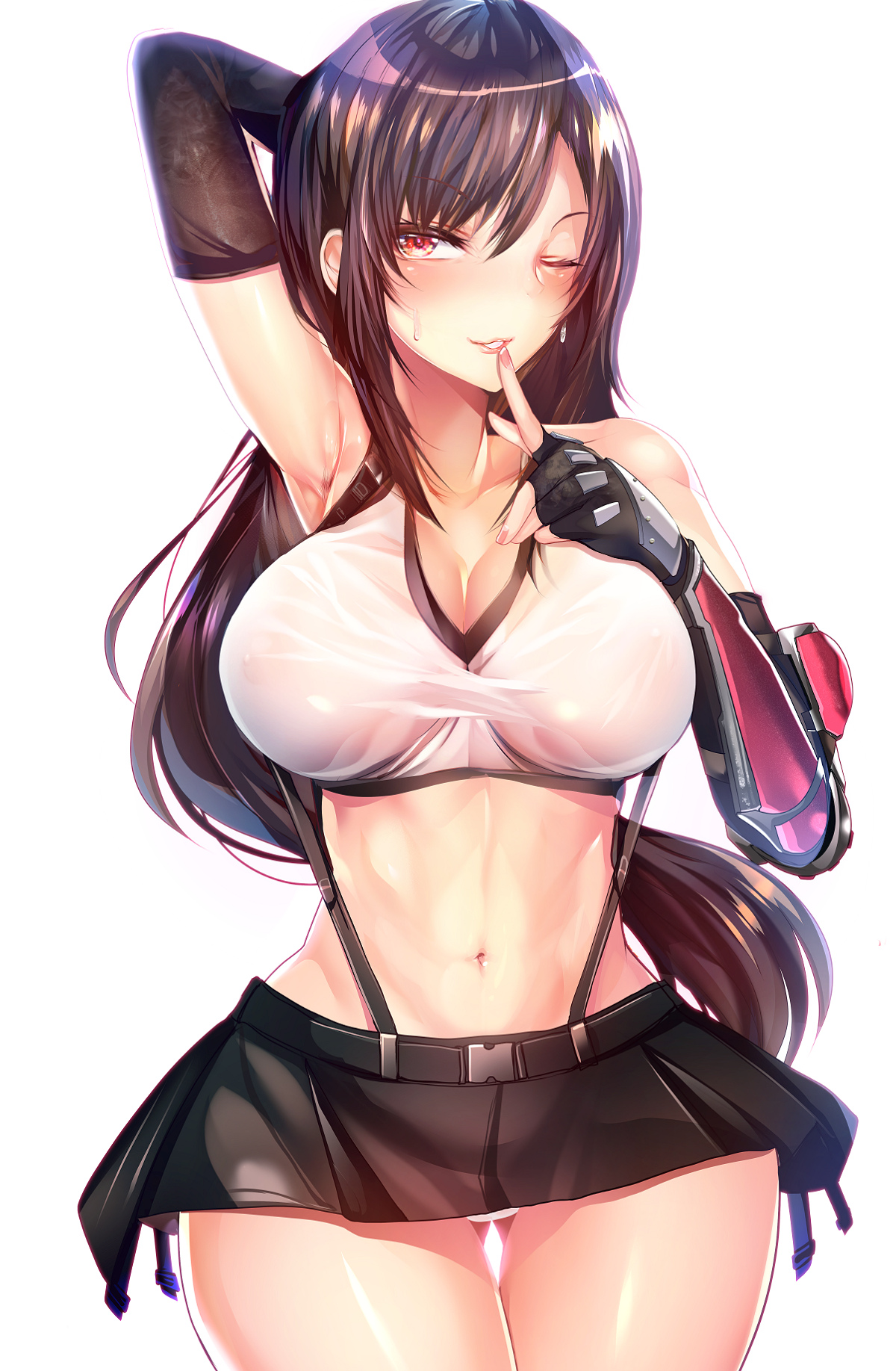 big breasts, breasts, female, female focus, female only, final fantasy, final fantasy vii, nipples, silly (marinkomoe), solo, solo female, solo focus, tifa lockhart