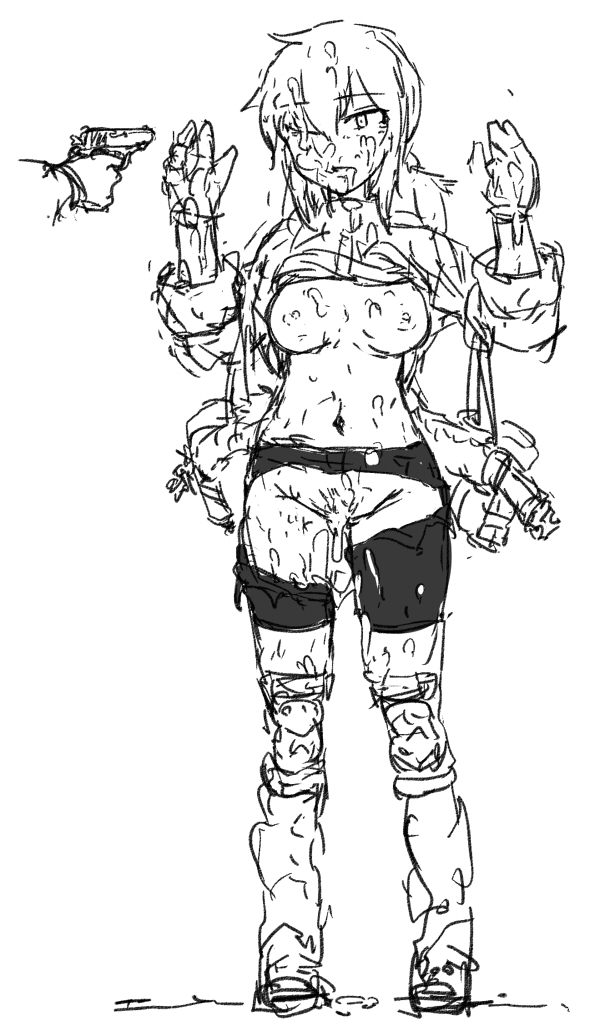 after_rape broken_rape_victim cum defeated dutchko escape_from_tarkov gunpoint hands_up military_uniform monochrome nipples rough_sketch torn_clothes vesna_(dutchko)