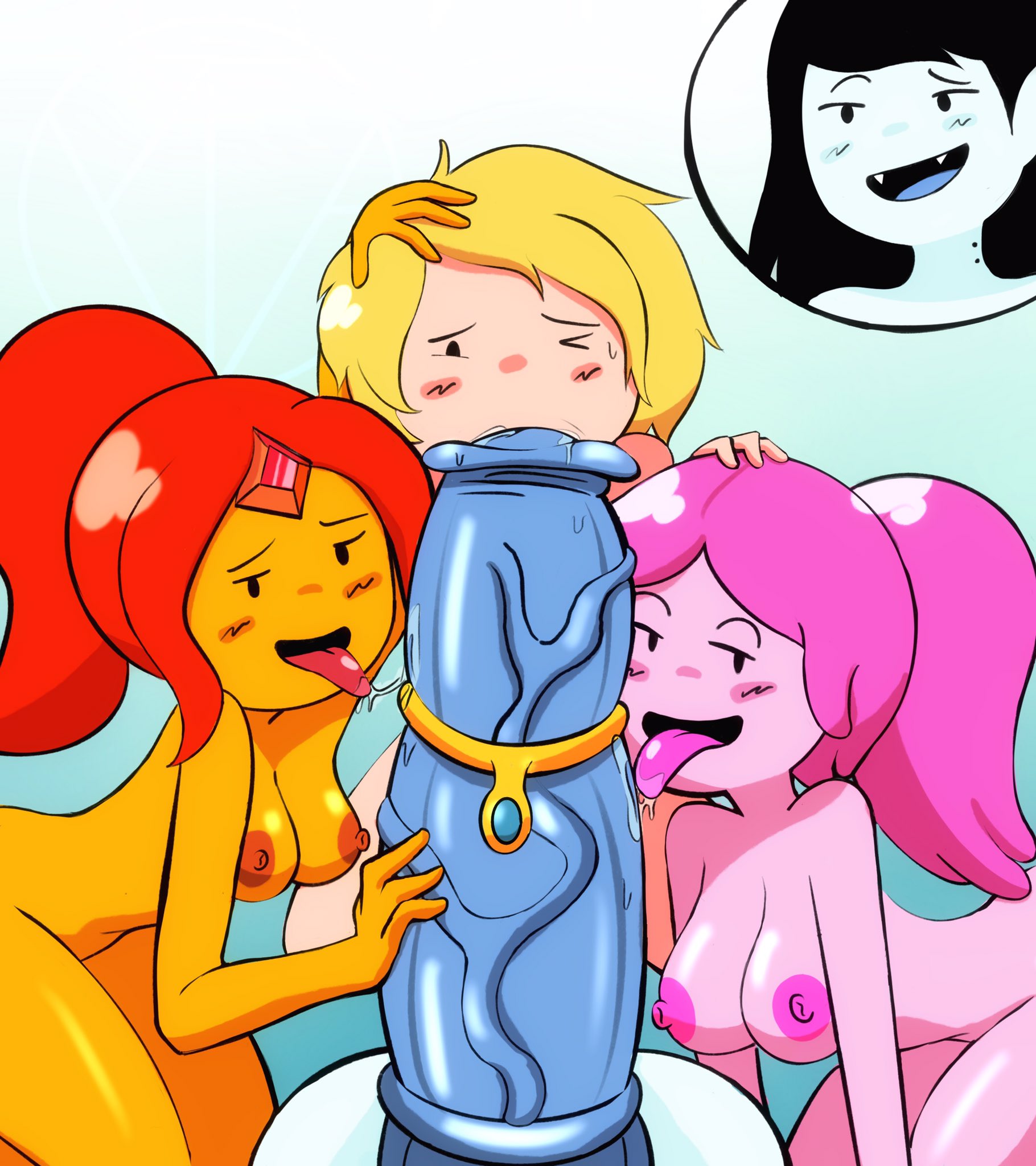 1boy, 1futa, 2girls, adventure time, bisexual, blowjob, cartoon network, cock worship, collaborative fellatio, fellatio, female, finn the human, flame princess, foursome, futa on female, futa on male, futa pov, futanari, group sex, harem, horsecock, intersex, j0xciv, male, male sucking futa, marceline, penis, pov, princess bubblegum, reverse gangbang