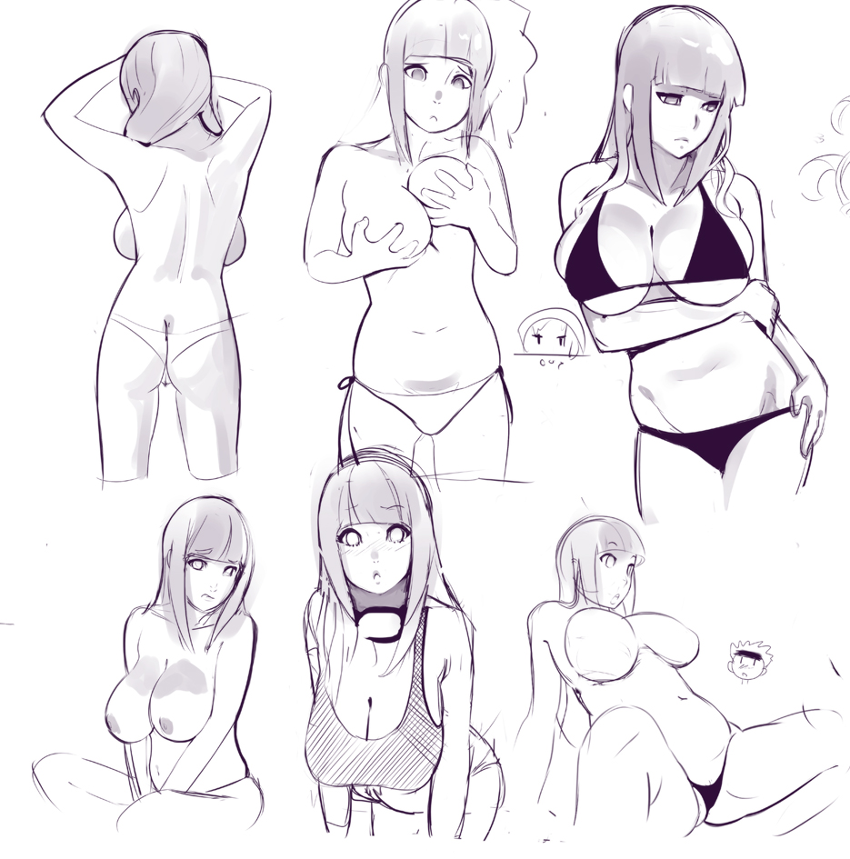 female, hyuuga hinata, monochrome, naruto, naruto (series), naruto shippuden, sho-n-d