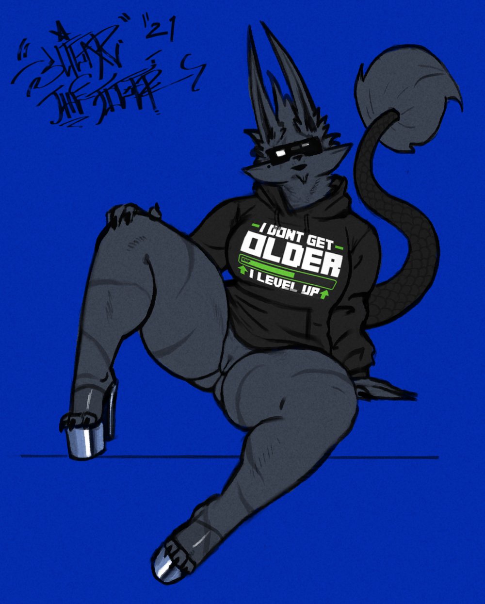 dubmare furry half_naked high_heels jackal looking_at_viewer milf sligarthetiger spreading sunglasses sweater thick_thighs