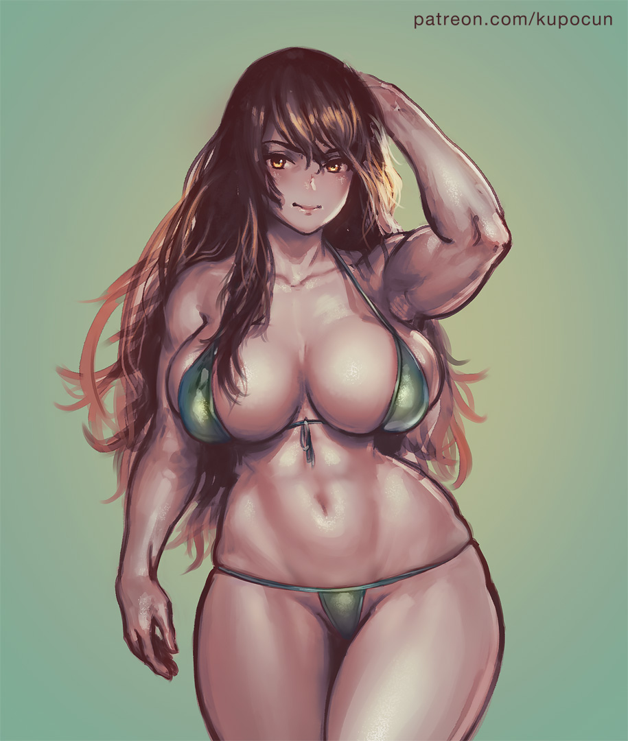 1girls big_breasts bikini breasts female female_only kupocun large_breasts looking_at_viewer solo thick_thighs wide_hips