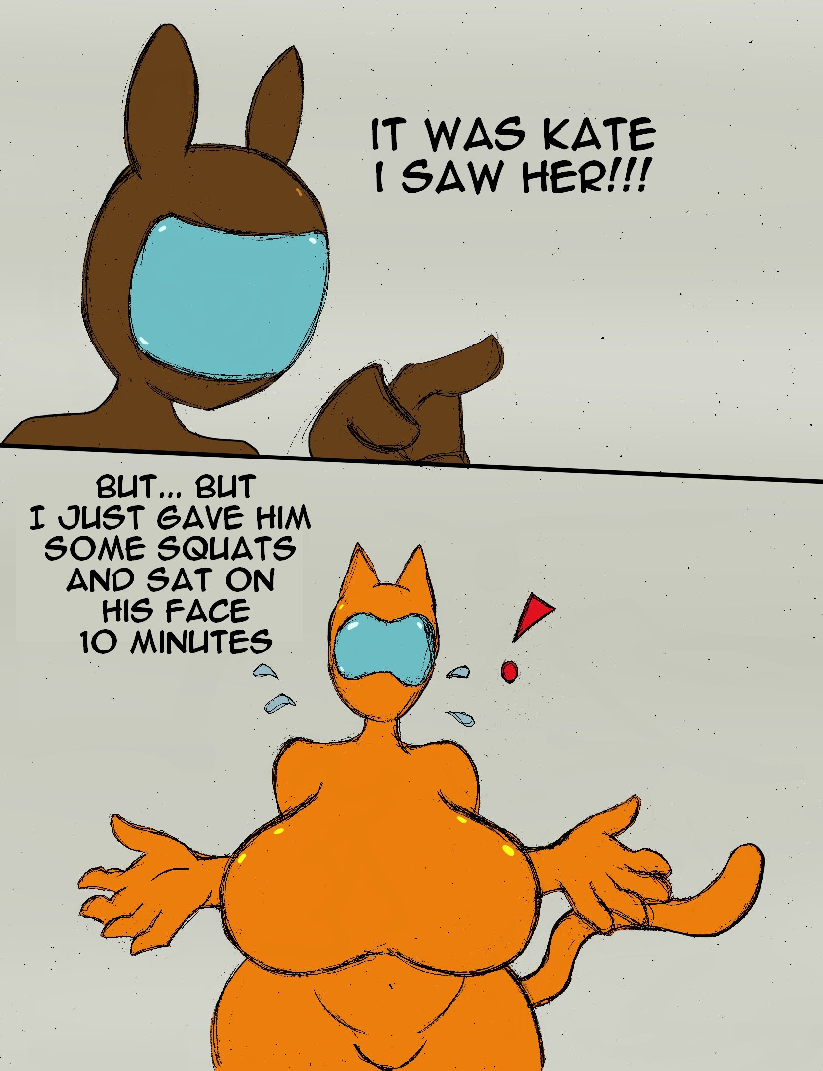 among us, breasts, brown (among us), cat ears, female, large breasts, orange (among us), thick thighs, what