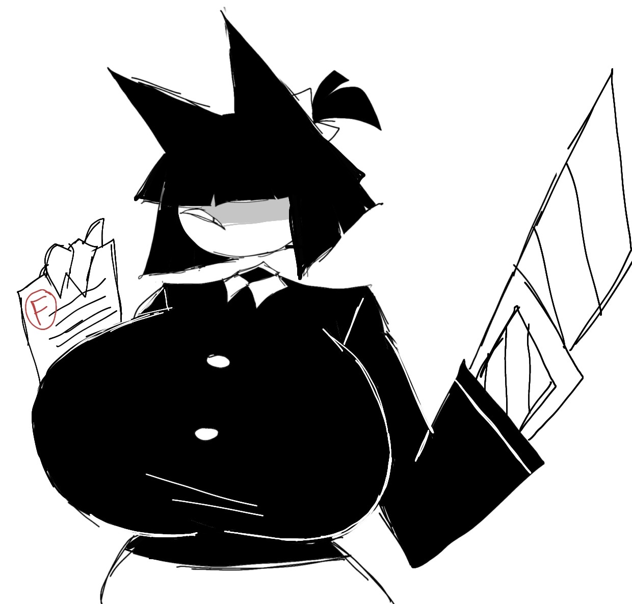 1girls, 2025, 2d, 2d (artwork), angry, angry at viewer, angry face, big boobies, big boobs, big breasts, big cleavage, big tiddies, big tits, big titties, black hair, boobies, boobs, boxcutter, breasts, breasts bigger than head, busty, buttons, cleavage, curvy, curvy hips, curvy thighs, digital drawing (artwork), digital media (artwork), enormous boobs, enormous breasts, enormous cleavage, enormous tits, enormous titties, f (grade), face shadow, failed test, female, female only, fully clothed, fundamental paper education, giant boobs, giant breasts, giant cleavage, giant tits, gigantic boobies, gigantic boobs, gigantic breasts, gigantic cleavage, gigantic tits, ginormous boobs, ginormous breasts, ginormous tits, hair bow, hair ribbon, hairbow, hidden balloons, holding object, horns, huge boobies, huge boobs, huge breasts, huge cleavage, huge tits, huge titties, humongous boobs, humongous breasts, humongous tits, imminent death, kaaatie, large boobs, large breasts, large cleavage, large tits, looking at another, looking at viewer, massive boobs, massive breasts, massive cleavage, massive tits, miss bloomie (fundamental paper education), momiji (artist), narrowed eye, one eye visible, only female, paper, ponytail, round boobs, round breasts, round cleavage, round tits, round titties, school uniform, shirt collar, short hair, simple background, skirt, tagme, teacher, test score (paper), tits, titties, voluptuous, weapon, white background, white body, wide hip, wide hipped female, wide hips, wide thighs, youtube